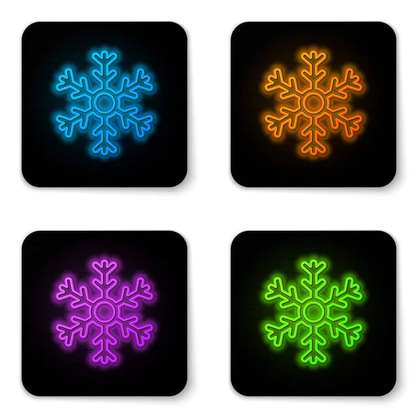 Φωτεινό εικονίδιο Snowflake που απομονώνεται σε λευκό φόντο. Μαύρο τετράγωνο κουμπί. Εικονογράφηση διανύσματος — Διανυσματικό Αρχείο