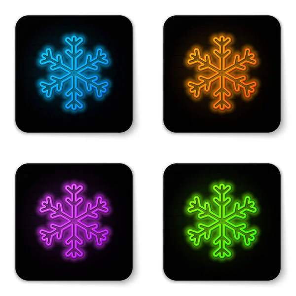 Φωτεινό εικονίδιο Snowflake που απομονώνεται σε λευκό φόντο. Μαύρο τετράγωνο κουμπί. Εικονογράφηση διανύσματος — Διανυσματικό Αρχείο
