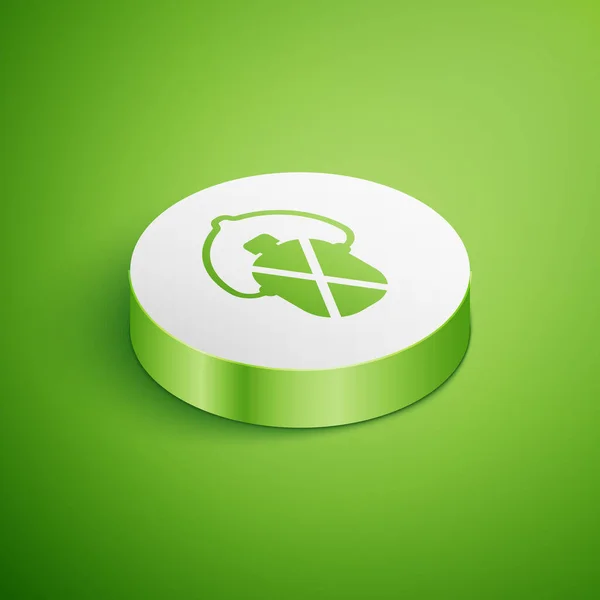 Isometrisk kanteen vattenflaska ikon isolerad på grön bakgrund. Turistkolvsikonen. Vattenburk i kampanjen. Vit cirkel knapp. Vektor Illustration — Stock vektor