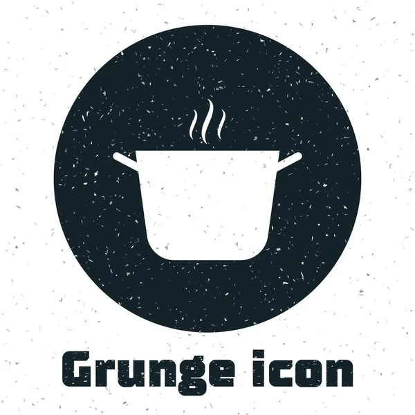 Grunge-Kochtopf-Symbol isoliert auf weißem Hintergrund. Essen kochen oder schmoren. Vektorillustration — Stockvektor
