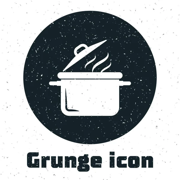 Grunge-Kochtopf-Symbol isoliert auf weißem Hintergrund. Essen kochen oder schmoren. Vektorillustration — Stockvektor