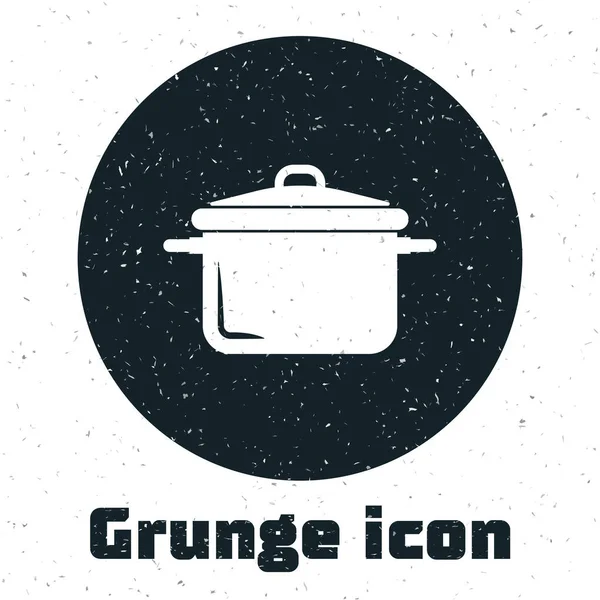 Grunge-Kochtopf-Symbol isoliert auf weißem Hintergrund. Essen kochen oder schmoren. Vektorillustration — Stockvektor