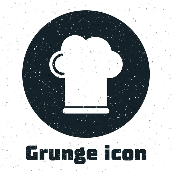 Grunge-Kochhut-Ikone isoliert auf weißem Hintergrund. Kochsymbol. Kochmütze. Vektorillustration — Stockvektor