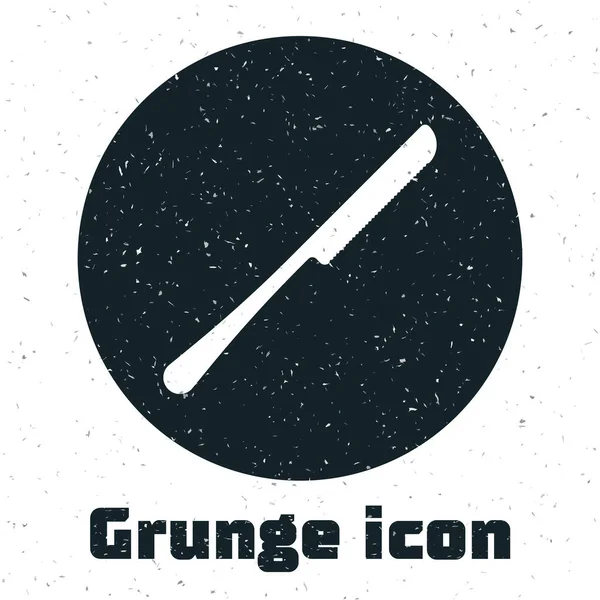 Grunge Knife icono aislado sobre fondo blanco. Símbolo de cubertería. Ilustración vectorial — Vector de stock