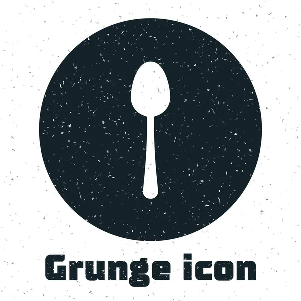 Grunge Spoon icon isolated on white background. Cooking utensil. Cutlery sign. Vector Illustration — Stock Vector