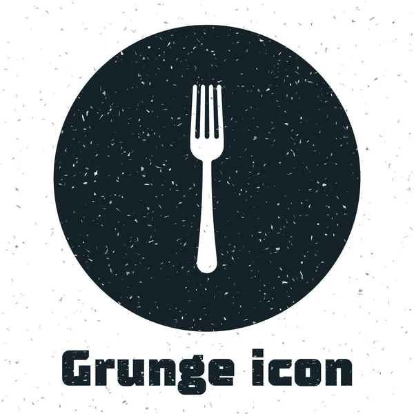 Το εικονίδιο Grunge Fork απομονώνεται σε λευκό φόντο. Σύμβολο μαχαιροπίρουνων. Εικονογράφηση διανύσματος — Διανυσματικό Αρχείο