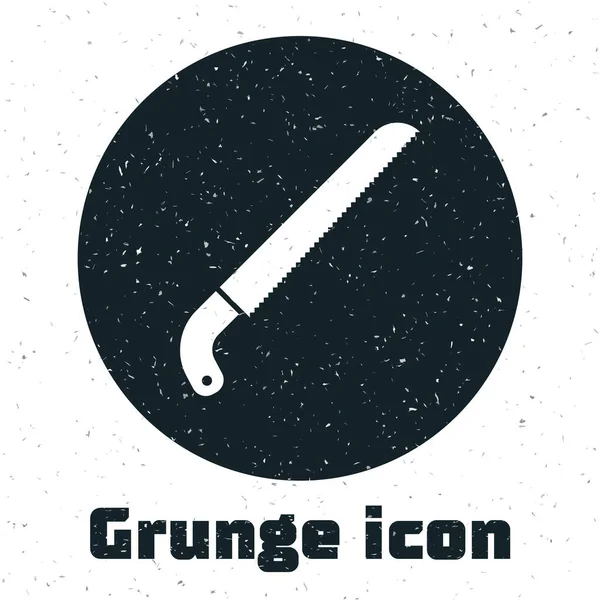 Icono de sierra Grunge Garden aislado sobre fondo blanco. Ilustración vectorial — Vector de stock