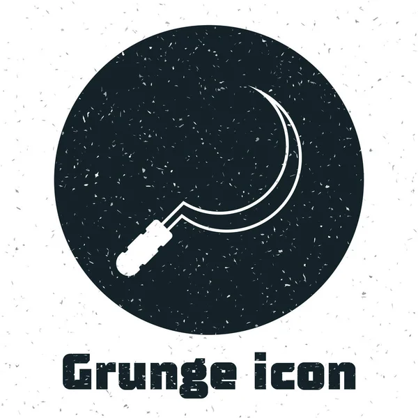 Grunge Sarló ikon elszigetelt fehér alapon. Szedem a horgot. Vektorillusztráció — Stock Vector