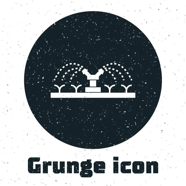 Grunge Automatikus öntözés esőztetők ikon elszigetelt fehér alapon. Öntözőfelszerelés. Kerti elem. Szórópisztoly ikon. Vektorillusztráció — Stock Vector