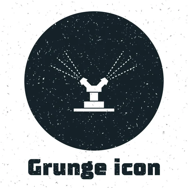 Grunge automatische Bewässerungsregner Symbol isoliert auf weißem Hintergrund. Bewässerungsanlagen. Gartenelement. Spritzpistolen-Symbol. Vektorillustration — Stockvektor