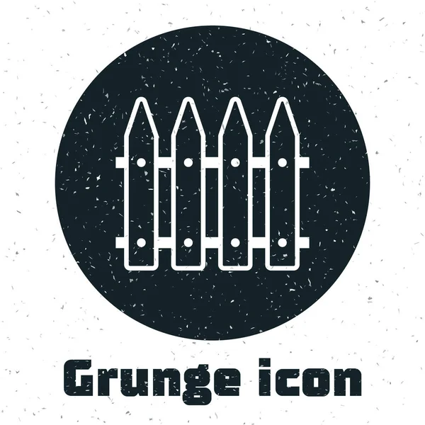 Grunge Gartenzaun hölzerne Ikone isoliert auf weißem Hintergrund. Vektorillustration — Stockvektor