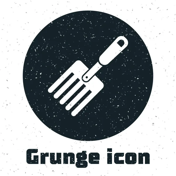 Grunge Tuin vork pictogram geïsoleerd op witte achtergrond. Pitchfork icoon. Gereedschap voor tuinbouw, landbouw, landbouw. Vector Illustratie — Stockvector