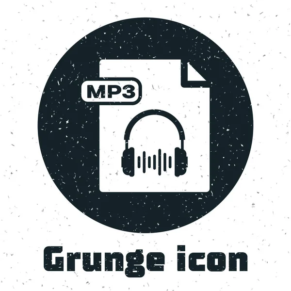 Grunge mp3 Datei Dokument. mp3-Symbol auf weißem Hintergrund isoliert herunterladen. mp3 Musikformat Zeichen. mp3-Dateisymbol. Vektorillustration — Stockvektor