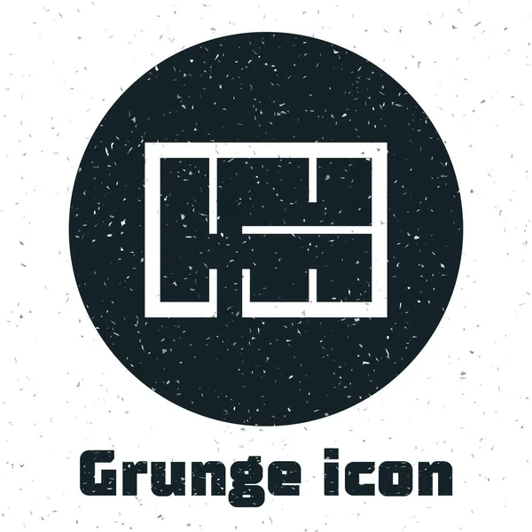 Grunge House plan icon 고립 백인 배경에. 벡터 일러스트 — 스톡 벡터