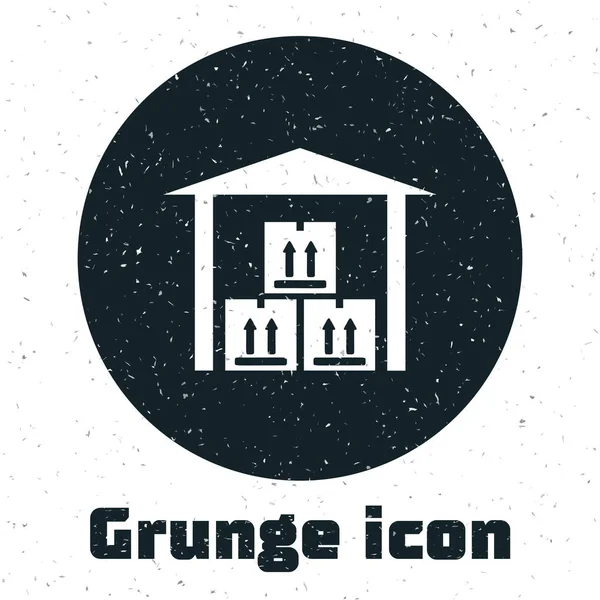 Icône Grunge Warehouse isolée sur fond blanc. Illustration vectorielle — Image vectorielle