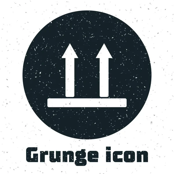 Grunge This side up icon isolated on white background. Two arrows indicating top side of packaging. Cargo handled so these arrows always point up. Vector Illustration — Stock Vector