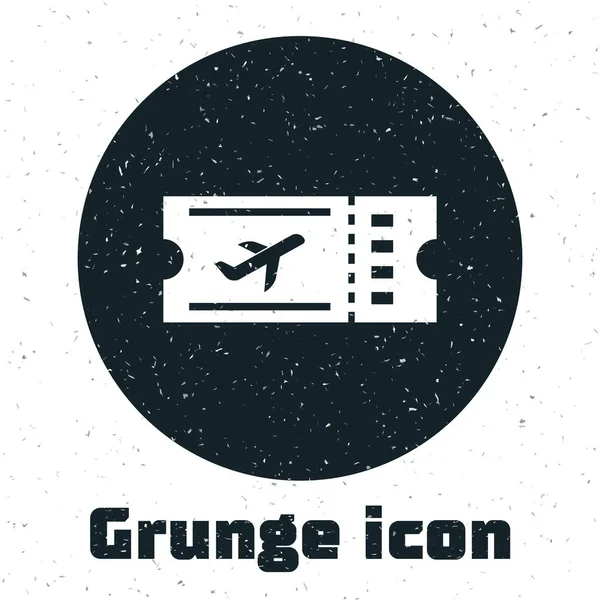 Grunge Airline ticket icono aislado sobre fondo blanco. Billete de avión. Ilustración vectorial — Vector de stock