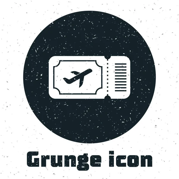 Grunge Airline jegy ikon elszigetelt fehér alapon. Repülőjegy. Vektorillusztráció — Stock Vector