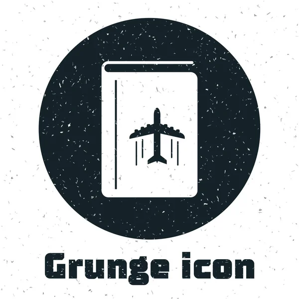 Grunge Portada libro guía de viaje icono aislado sobre fondo blanco. Ilustración vectorial — Vector de stock