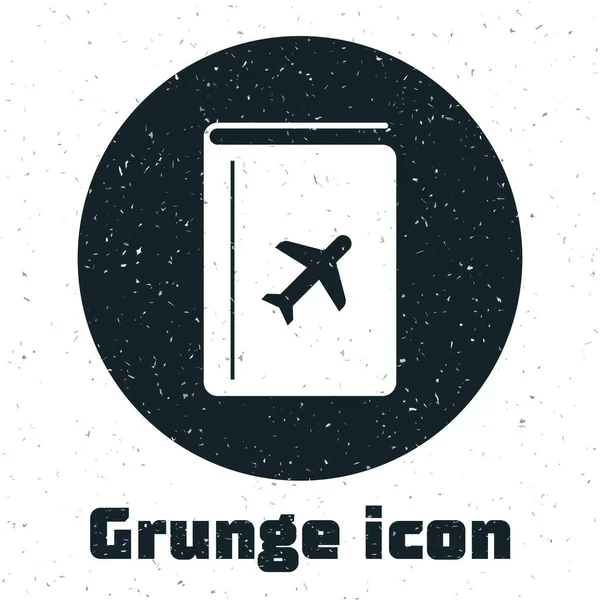 Grunge Cover bok reseguide ikon isolerad på vit bakgrund. Vektor Illustration — Stock vektor