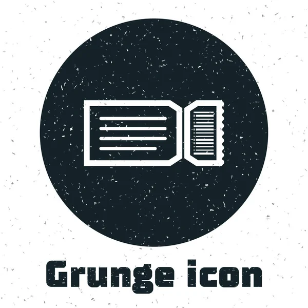 Grunge-Ticket-Symbol isoliert auf weißem Hintergrund. Vektorillustration — Stockvektor