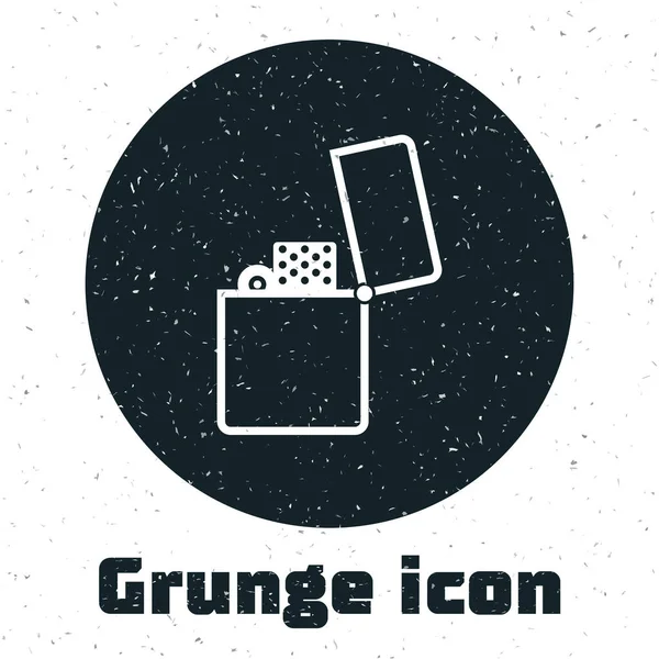 Ícone de isqueiro Grunge isolado no fundo branco. Ilustração vetorial — Vetor de Stock