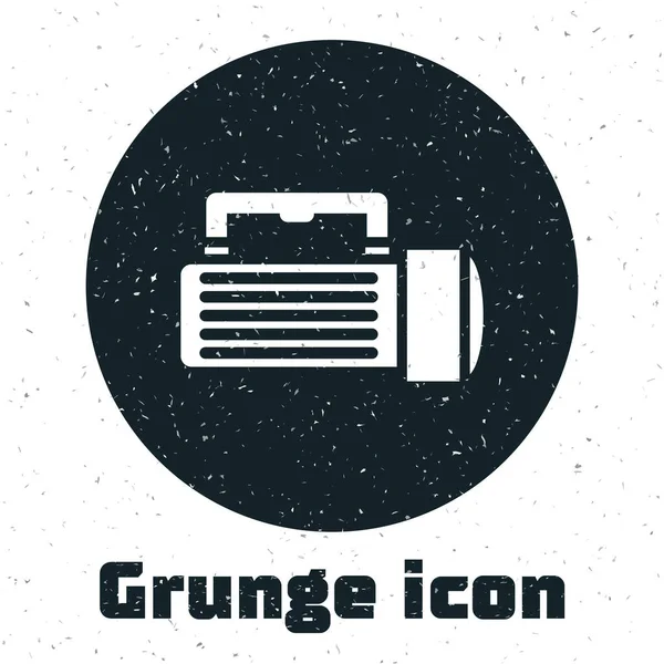 Grunge icône lampe de poche isolé sur fond blanc. Poignée de lampe de poche touristique. Illustration vectorielle — Image vectorielle