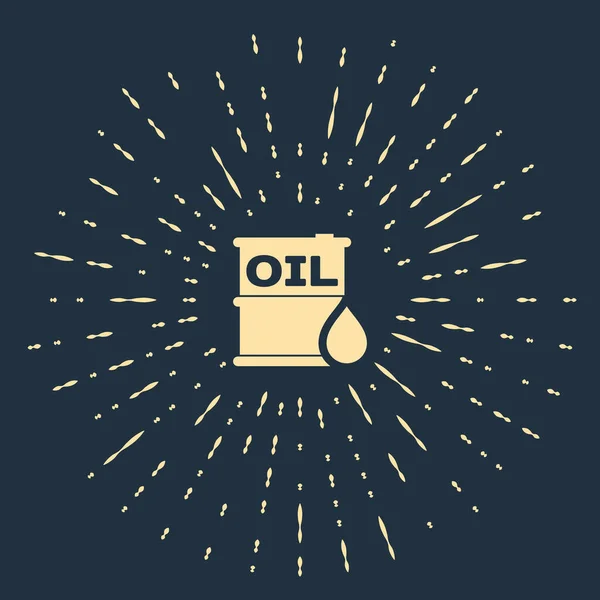 Beige Oil vat pictogram geïsoleerd op donkerblauwe achtergrond. Olievat. Voor infographics, brandstof, industrie, macht, ecologie. Abstracte cirkel willekeurige stippen. Vector Illustratie — Stockvector