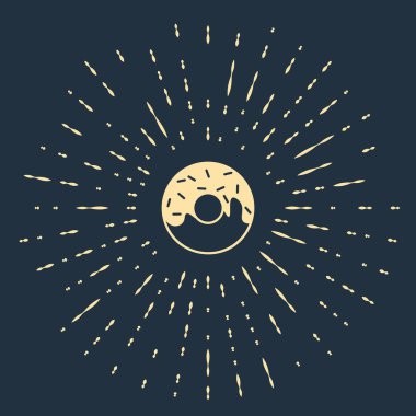 Koyu mavi arka planda izole edilmiş tatlı jöleli çörek. Soyut çember rastgele noktalar. Vektör İllüstrasyonu