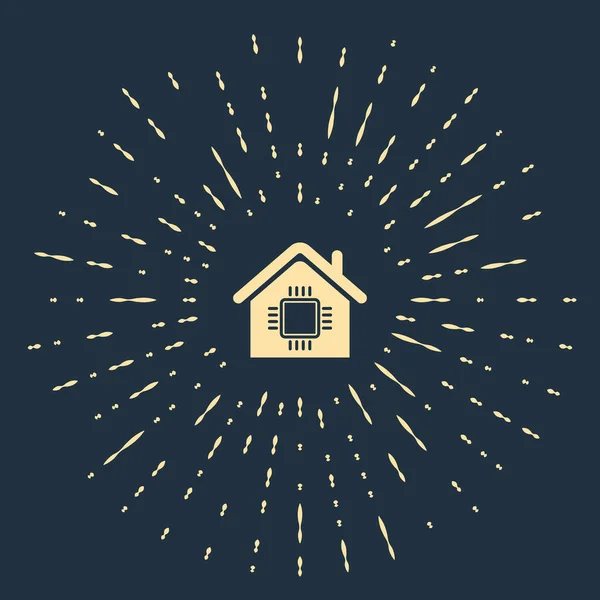 Beige Smart home icon απομονωμένο σε σκούρο μπλε φόντο. Τηλεχειριστήριο. Αφηρημένες τυχαίες τελείες. Εικονογράφηση διανύσματος — Διανυσματικό Αρχείο