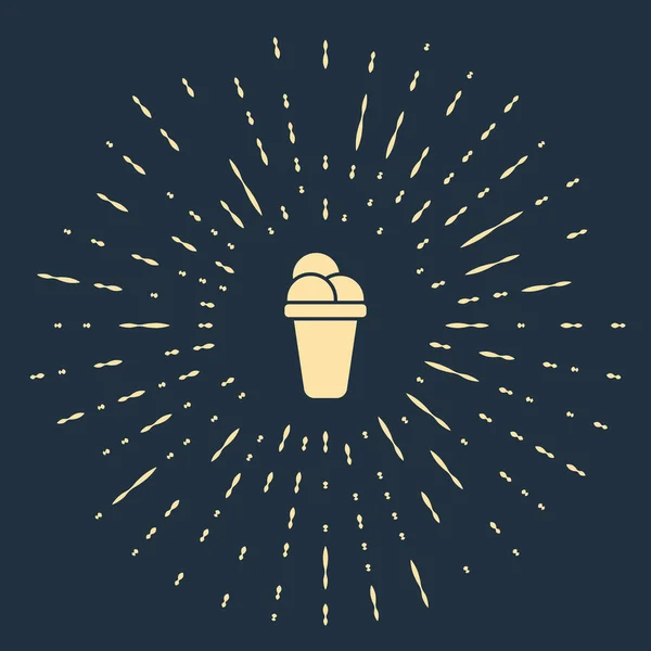Béžová Ikona zmrzliny izolované na tmavomodrém pozadí. Pěkný symbol. Abstraktní kruh náhodných teček. Vektorová ilustrace — Stockový vektor
