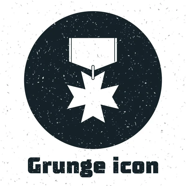 Grunge icône de médaille de récompense militaire isolé sur fond blanc. Signature de l'armée. Illustration vectorielle — Image vectorielle