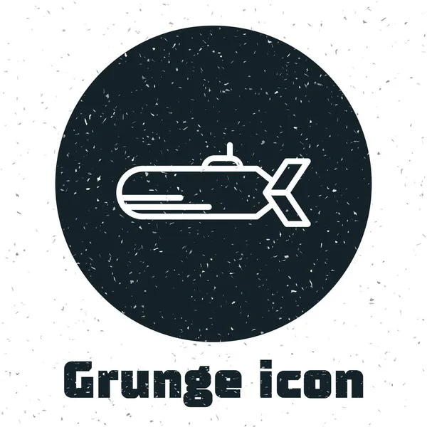 Icono de Grunge Submarine aislado sobre fondo blanco. Nave militar. Ilustración vectorial — Vector de stock