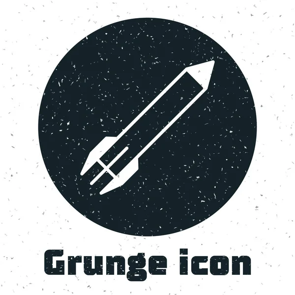 Grunge Rocket图标与白色背景隔离。 病媒图解 — 图库矢量图片