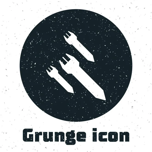 Icono de Grunge Rocket aislado sobre fondo blanco. Ilustración vectorial — Vector de stock