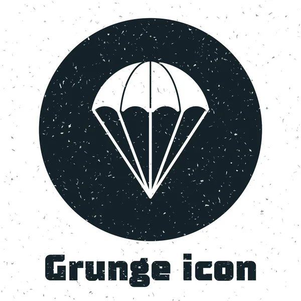 Grunge Ícone de paraquedas isolado no fundo branco. Ilustração vetorial — Vetor de Stock