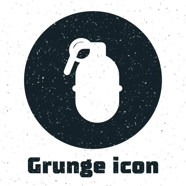 Grunge Hand grenade icon isolated on white background. Bomb explosion. Vector Illustration — Stock Vector