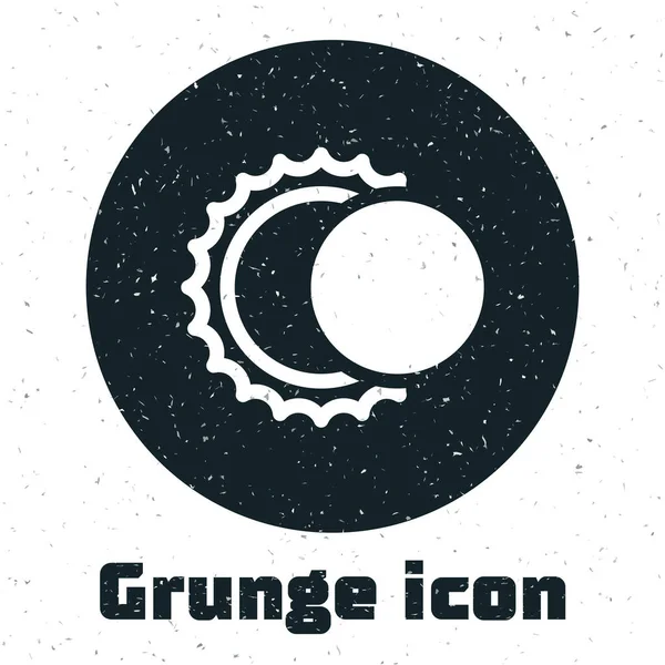 Grunge Eclipse do ícone do sol isolado no fundo branco. Eclipse total do sonar. Ilustração vetorial — Vetor de Stock