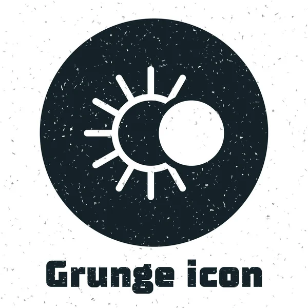 在白色背景上隔离的太阳图标的Grunge Eclipse 。 总声纳月蚀。 病媒图解 — 图库矢量图片