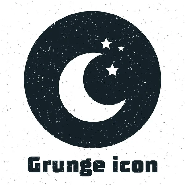 Grunge Hold és a csillagok ikon elszigetelt fehér háttér. Vektoros illusztráció — Stock Vector
