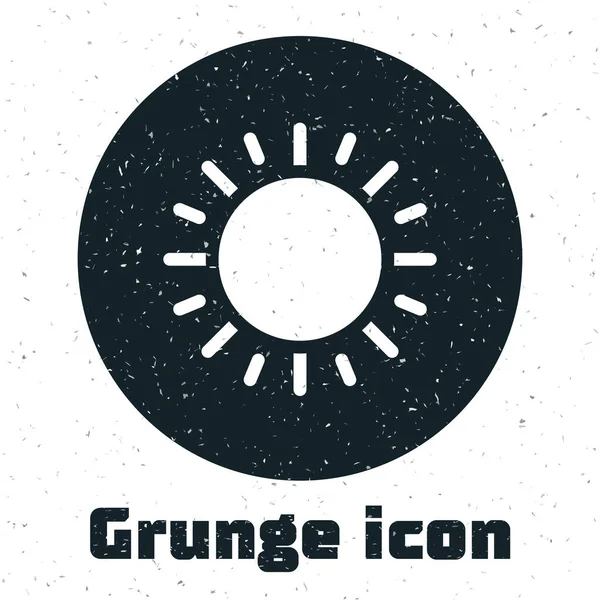 Иконка Grunge Sun выделена на белом фоне. Векторная миграция — стоковый вектор