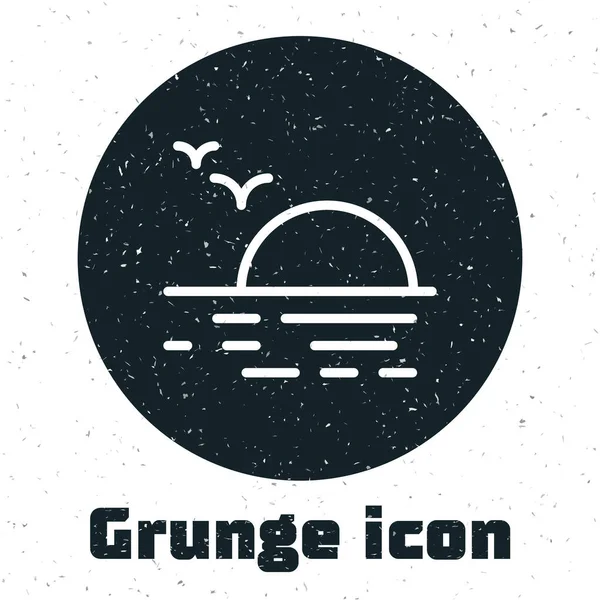 Icono Grunge Sunset aislado sobre fondo blanco. Ilustración vectorial — Vector de stock