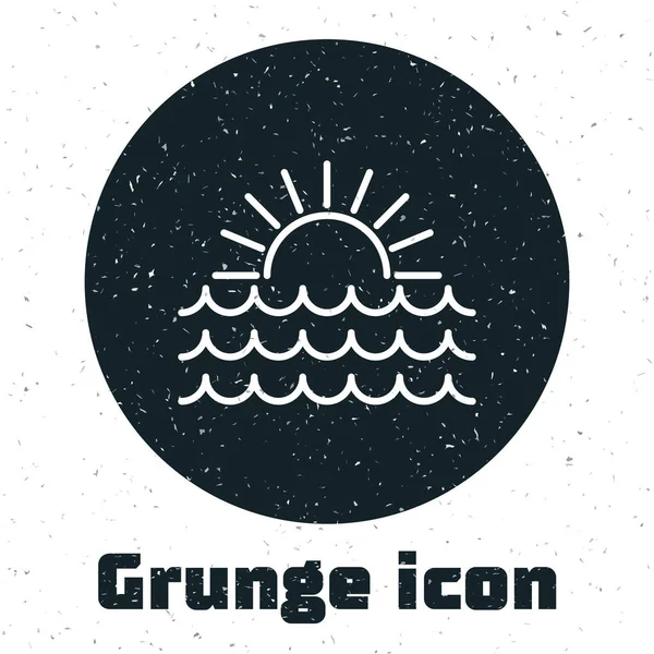 Grunge Sunset ikona izolované na bílém pozadí. Vektorová ilustrace — Stockový vektor