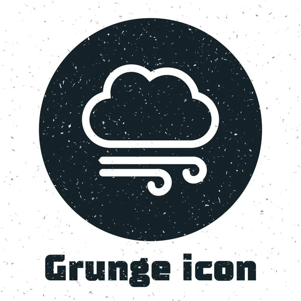 Grunge-Wettersymbol isoliert auf weißem Hintergrund. Wolken und Wind. Vektorillustration — Stockvektor