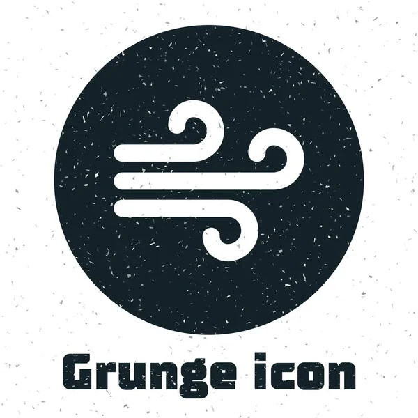 Icono de Grunge Wind aislado sobre fondo blanco. Clima ventoso. Ilustración vectorial — Vector de stock