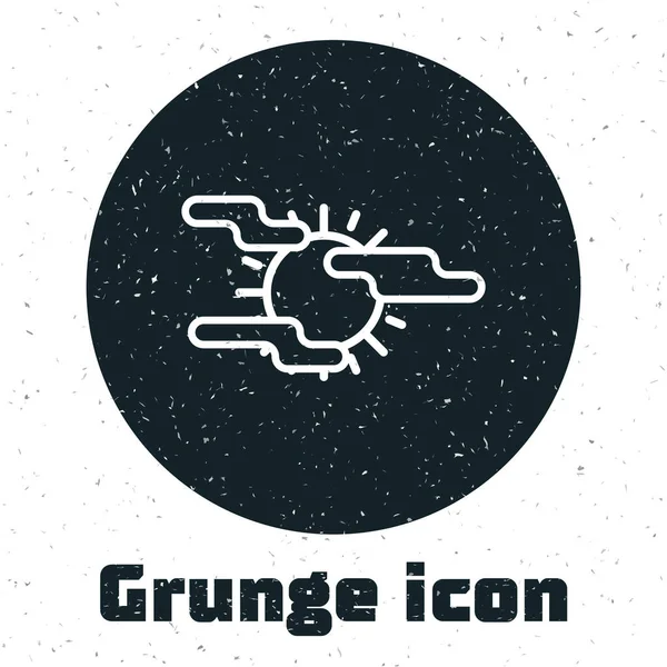 Grunge mist en zon pictogram geïsoleerd op witte achtergrond. Vector Illustratie — Stockvector