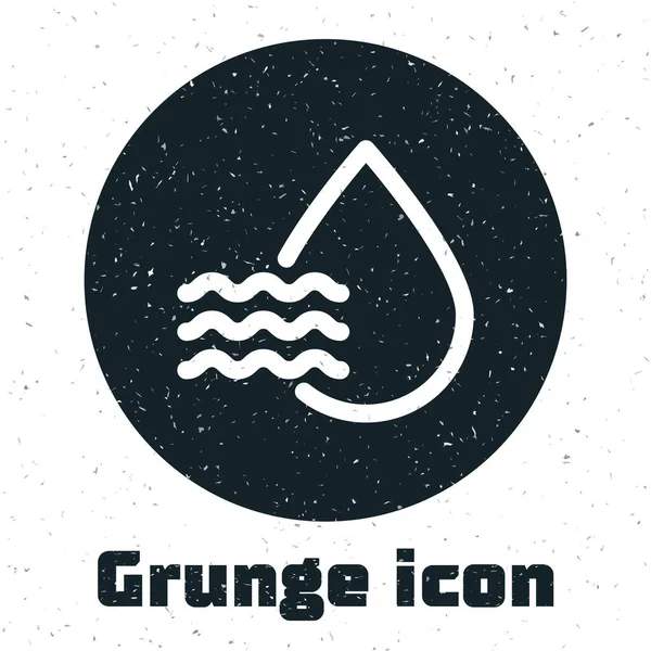 Grunge Icono de porcentaje de gota de agua aislado sobre fondo blanco. Análisis de humedad. Ilustración vectorial — Vector de stock