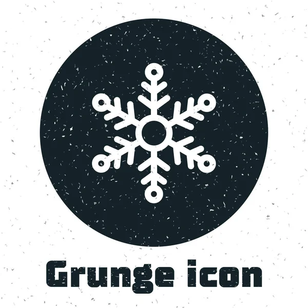 Grunge-Schneeflockensymbol isoliert auf weißem Hintergrund. Vektorillustration — Stockvektor