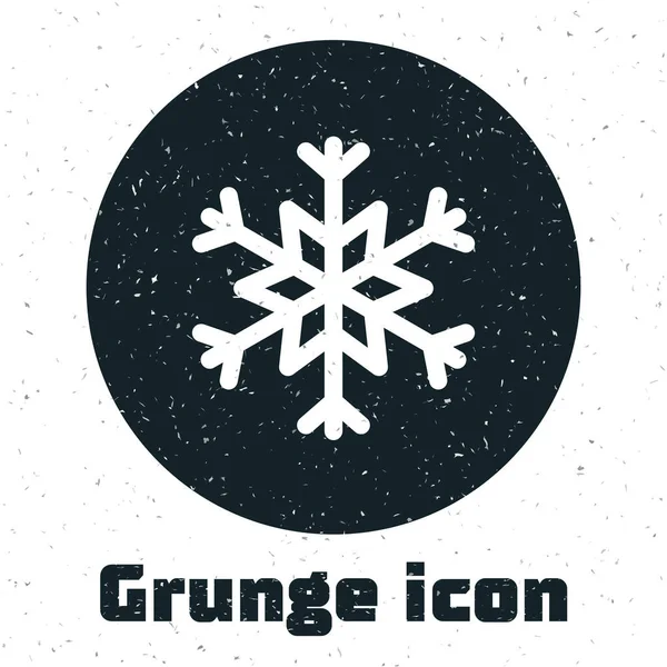 Grunge Icono de copo de nieve aislado sobre fondo blanco. Ilustración vectorial — Vector de stock