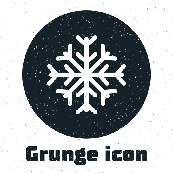 Grunge-Schneeflockensymbol isoliert auf weißem Hintergrund. Vektorillustration — Stockvektor